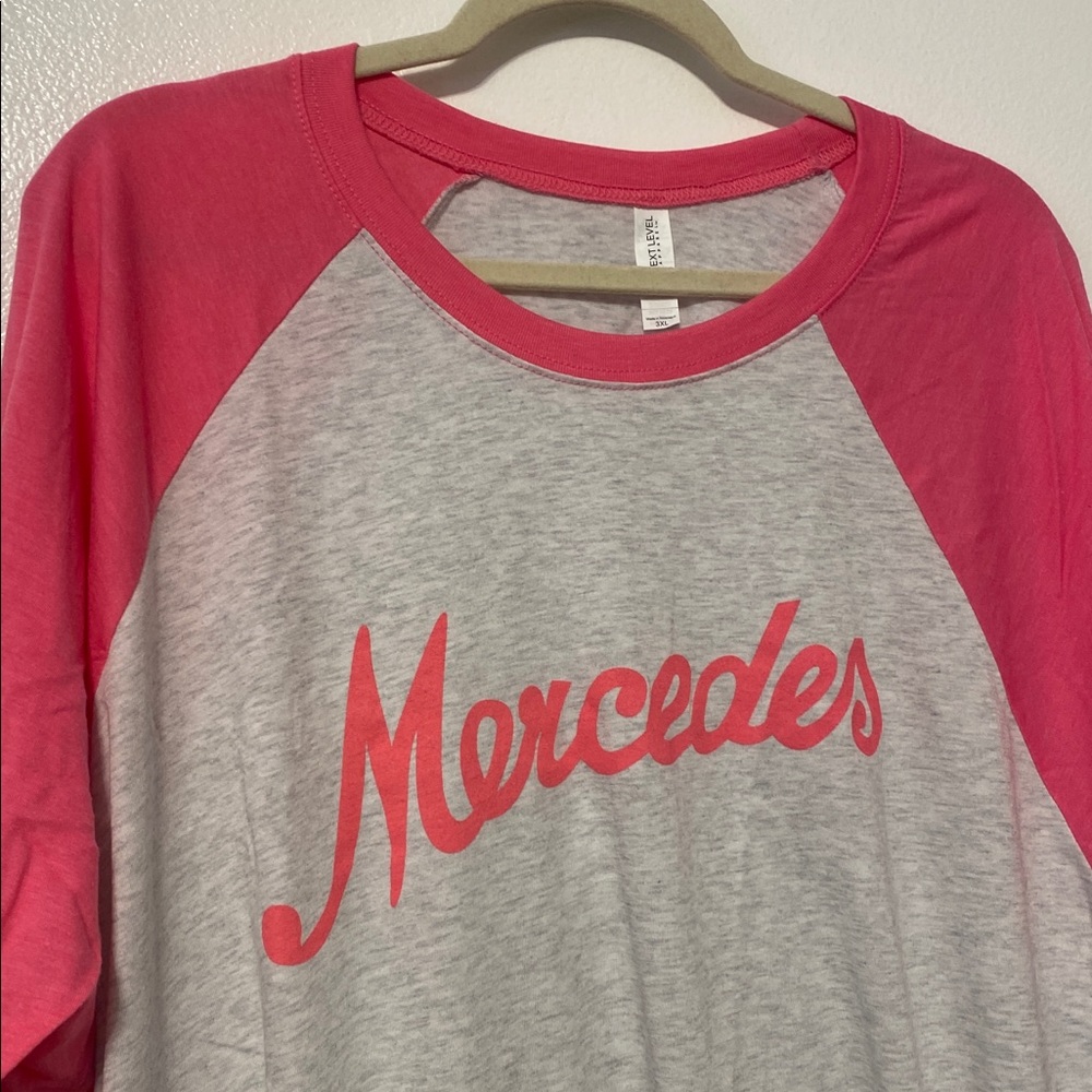 MERCEDES-BENZ Grey n Pink Logo Tee Shirt Plus Size 3X New PtP 27, L 34 in